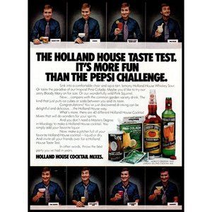 1977 Holland House Cocktail Mixers Vintage Print Ad Pina Colada Daiquiri Bar Pho